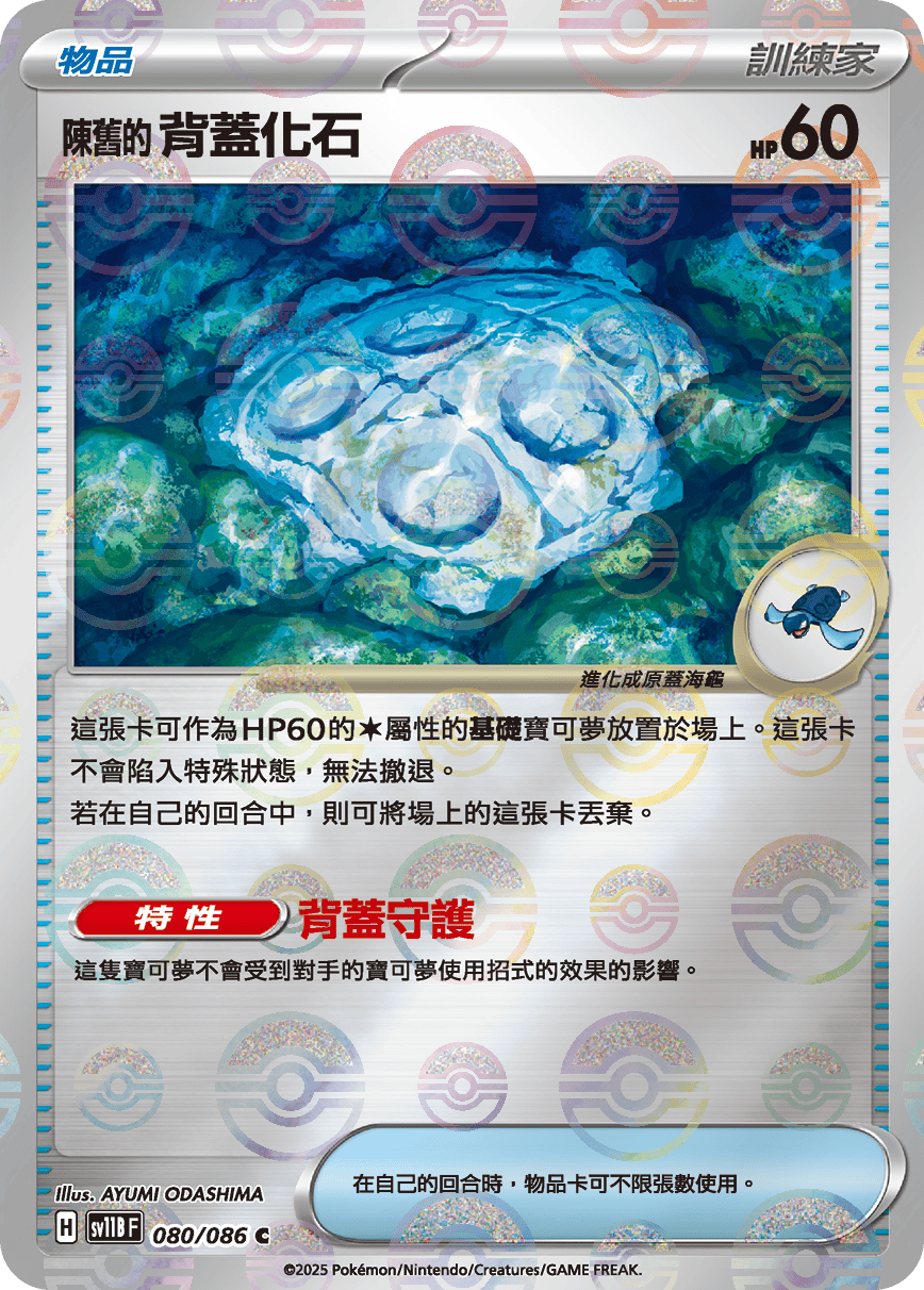 陳舊的背蓋化石